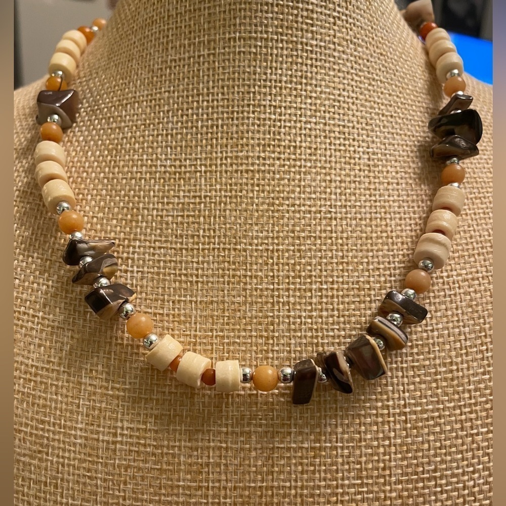 Boho bead and stone necklace
